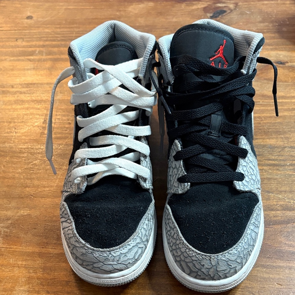 Jordan Kids High-Top Sneakers - Black, Gray, and White